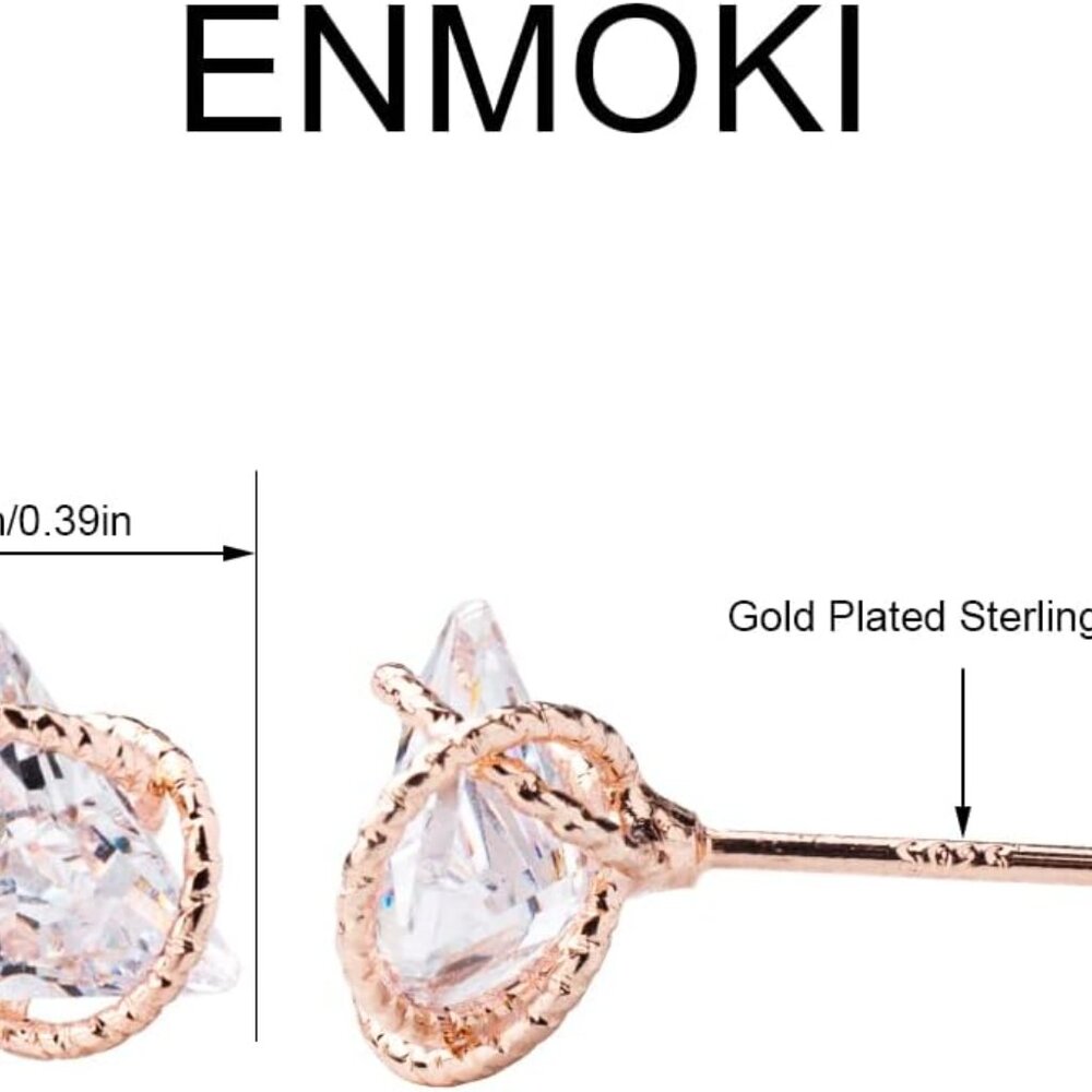 Gold Triangular Cubic Zirconia Stud Earrings For … - image 2